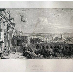 1844 Stirling From Old Palace Engraving Victorian Scotland Palace Guards DWSS20